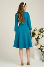 Rochie Moze eleganta din stofa turcoaz accesorizata cu perle la decolteu