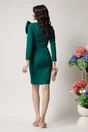 Rochie Moze eleganta din stofa verde cu funda maxi pe bust