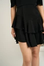 Rochie Moze eleganta din triplu voal neagra cu floare pe umar