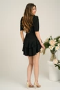 Rochie Moze eleganta din triplu voal neagra cu floare pe umar