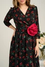 Rochie Moze eleganta din voal neagra cu trandafiri rosii