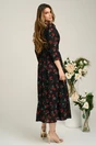 Rochie Moze eleganta din voal neagra cu trandafiri rosii