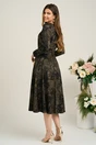Rochie Moze eleganta din voal satinat maro cu imprimeuri