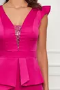 Rochie Moze fuchsia din satin cu paiete