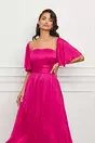 Rochie Moze fuchsia lunga din voal satinat