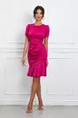 Rochie Moze fucsia cu fronseu si volan pe fusta
