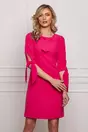 Rochie Moze fucsia cu funda la decolteu