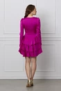 Rochie Moze fucsia din satin cu volane pe fusta