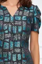 Rochie Moze gri cu imprimeu albastru metalizat