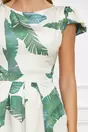 Rochie Moze ivory cu imprimeu exotic verde