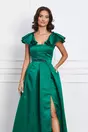 Rochie Moze lunga verde din tafta cu crepeu maxi