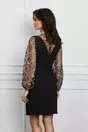 Rochie Moze neagra cu brodeire pe maneci si bust