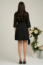 Rochie Moze neagra scurta cu volanase si perle pe bust
