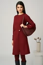 Rochie Moze office din stofa bordo cu nasturi in talie, 1, dyfashion.ro