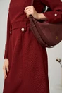 Rochie Moze office din stofa bordo cu nasturi in talie, 3, dyfashion.ro