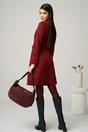 Rochie Moze office din stofa bordo cu nasturi in talie, 5, dyfashion.ro