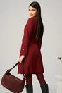 Rochie Moze office din stofa bordo cu nasturi in talie, 2, dyfashion.ro