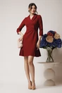 Rochie Moze office din stofa bordo tip sacou cu pliuri la baza