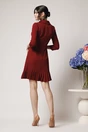 Rochie Moze office din stofa bordo tip sacou cu pliuri la baza