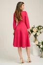 Rochie Moze office din stofa fucsia cu floare maxi in talie