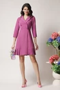 Rochie Moze office din stofa lila tip sacou cu pliuri la baza