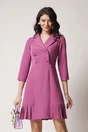 Rochie Moze office din stofa lila tip sacou cu pliuri la baza