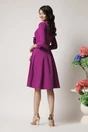 Rochie Moze office din stofa magenta cu floare maxi in talie