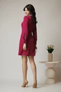 Rochie Moze office din stofa magenta cu guler alb