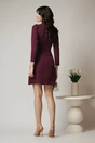 Rochie Moze office din stofa mov pruna cu nasturi pe fusta