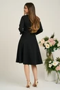 Rochie Moze office din stofa neagra cu decupaje si nasturi la decolteu