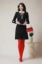 Rochie Moze office din stofa neagra cu guler alb
