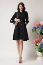 Rochie Moze office din stofa neagra cu nasturi