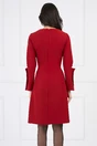 Rochie Moze office din stofa rosie cu mansete maxi
