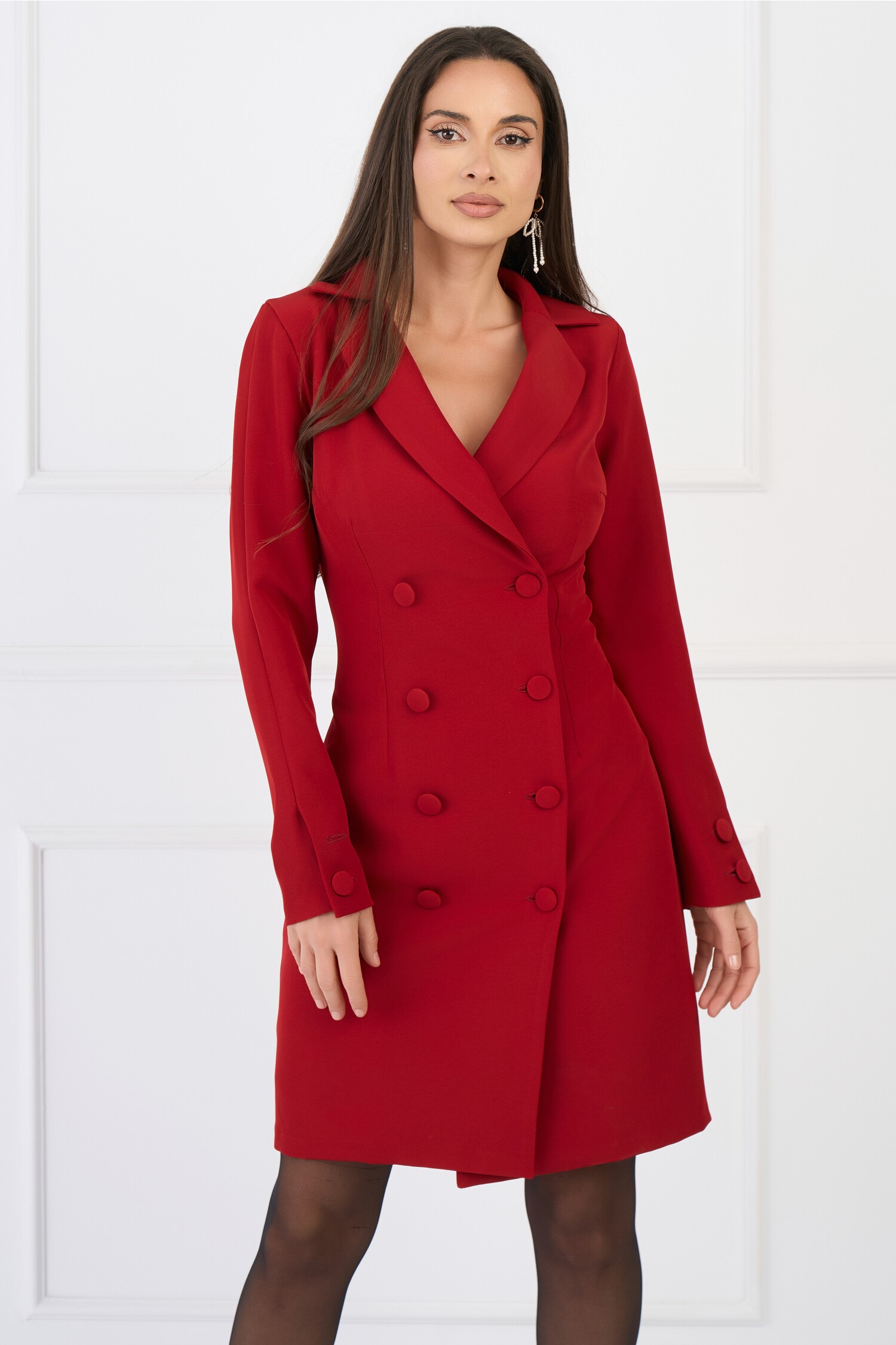 Rochie Moze office din stofa tip sacou burgundy