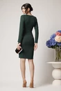 Rochie Moze office din stofa verde cu catarama in talie
