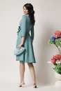 Rochie Moze office din stofa verde mint cu floare maxi in talie