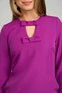 Rochie Moze office din stofa violet cu funde la bust