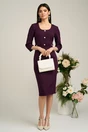 Rochie Moze office mov pruna cu nasturi perlati pe bust