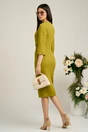 Rochie Moze office verde lime cu nasturi perlati pe bust