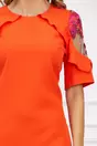 Rochie Moze orange cu dantela si volane pe maneci
