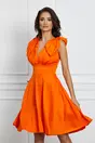 Rochie Moze orange cu fundite la umeri si buzunare functionale