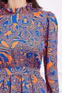 Rochie Moze orange cu imprimeu albastru