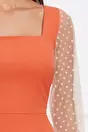 Rochie Moze orange cu maneci din tulle cu buline