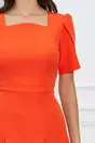 Rochie Moze orange cu pliuri pe fusta si maneci scurte