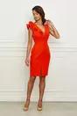 Rochie Moze orange cu volan pe bust