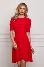 Rochie Moze rosie cu fusta petrecuta