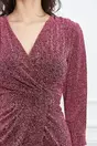 Rochie Moze roz din lurex cu maneci decupate