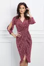 Rochie Moze roz din lurex cu maneci decupate
