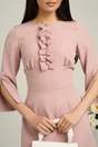 Rochie Moze roz pudra scurta cu volanase si perle pe bust
