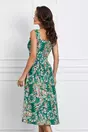 Rochie Moze verde cu imprimeu multicolor si bretele late